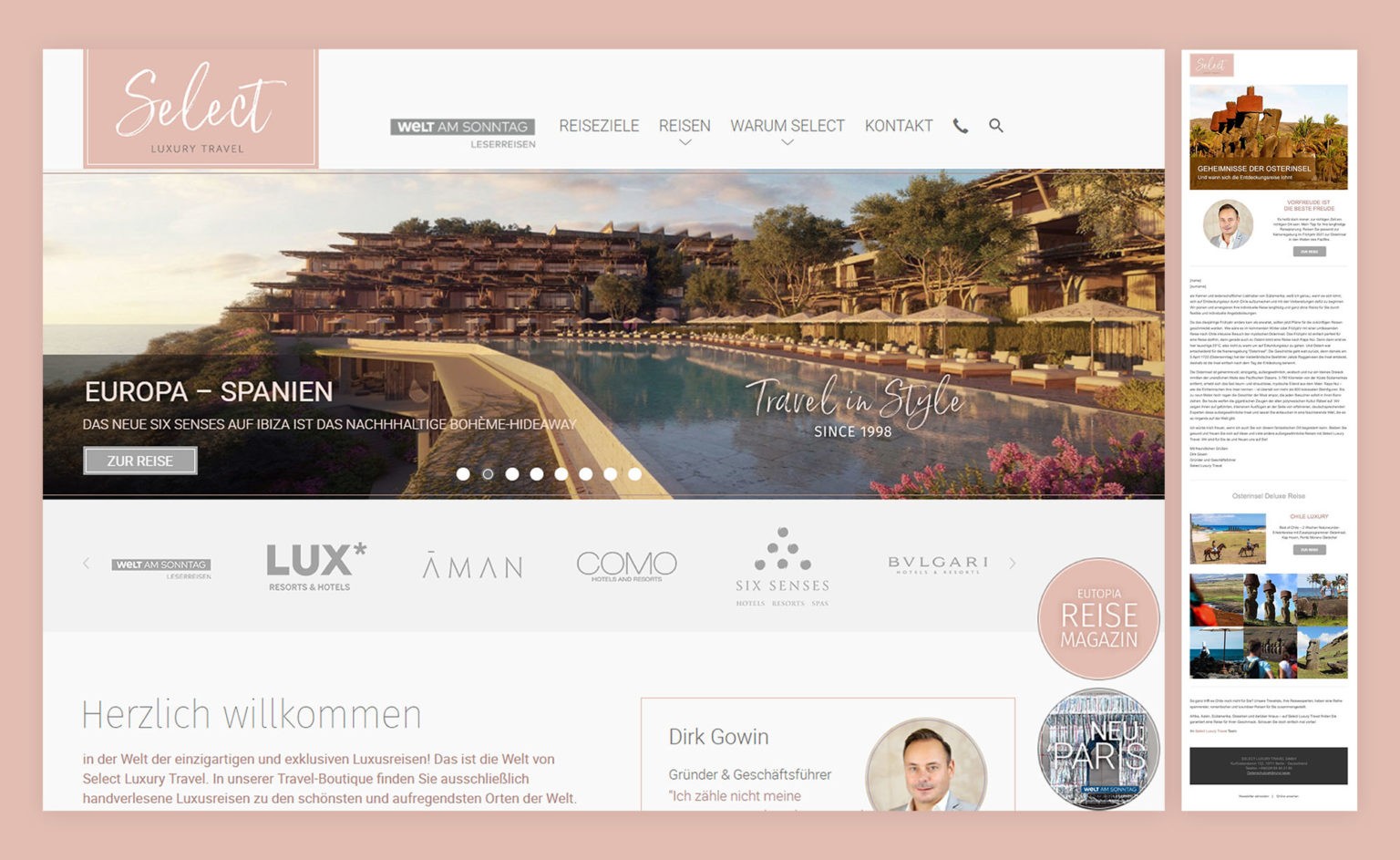 Home 7 Referenz Webdesign select luxury travel